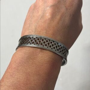 Dyrberg Kern RINAH II Bangle, Denmark. Silver tone Filigree Bracelet. Intricate